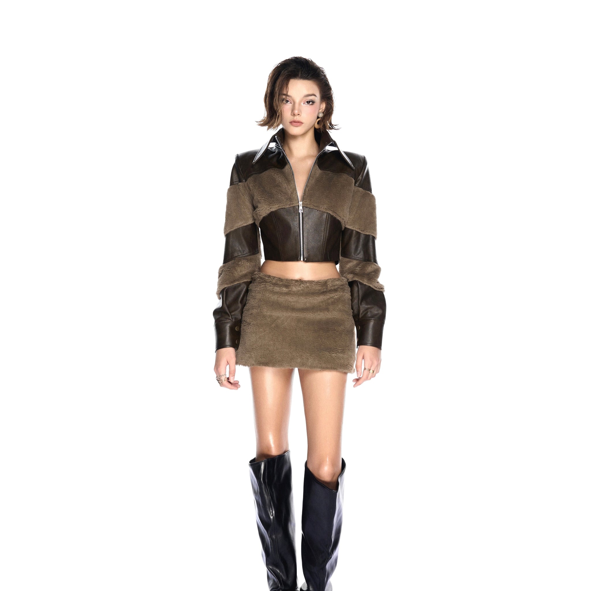 D Tex Leather Bomber & Tex Further Mini Skirt