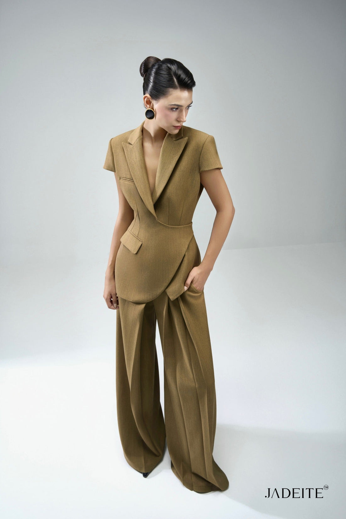 Structure Olive Blazer & Wide Olive Pants